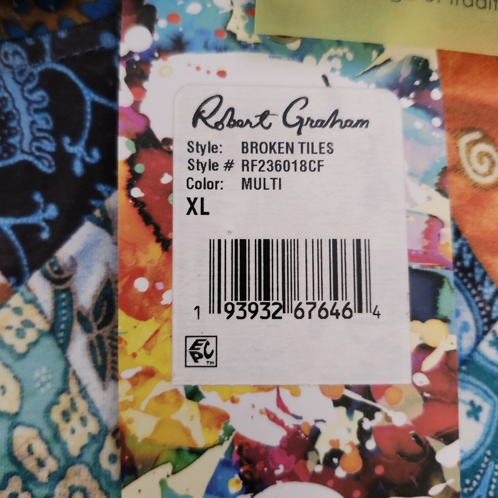 ROBERT GRAHAM Men's Contemporary Pullover Hoodie Size XL Multicolor Broken Tile - Picture 3 of 13